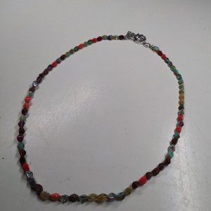 Created gem multicolor stone bead necklace 18 inch